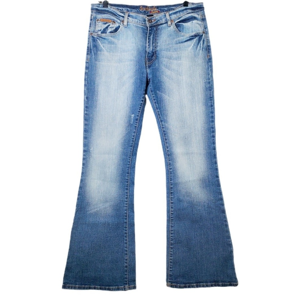 Southpole Jeans 90s Y2K Vintage Flared Boot Cut Distressed Denim Juniors Size 13
